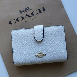 【新品】COACH コーチ 二つ折り財布 チョーク　ホワイト