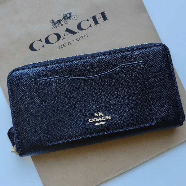 【新品】COACH　コーチ　長財布　ラウンドジップ 　ブラック　54007