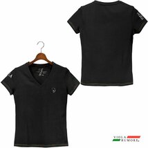 13304-bk VIOLA rumore レディース ヴィオラルモーレ ビオラ レインボーステッチ 半袖Tシャツ Vネック スリム(ブラック黒) WM メール便可_画像3