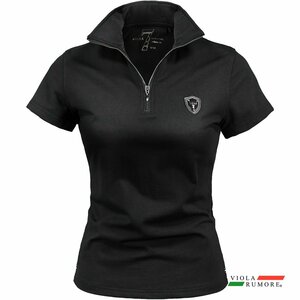 13307-bk VIOLA rumore lady's vi Ora viola T-shirt half ZIP rhinestone slim Fit elasticity polo-shirt ( black black ) WM
