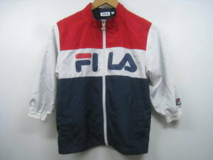 FILA フィラ キッズ 男の子 子供 ジャケット フルジップ 裏地メッシュ ビッグロゴ 赤×紺×白 レッド ネイビー ホワイト サイズ120cm