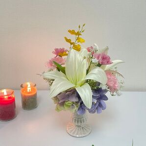 お供え お彼岸 母の日 一周忌 フラワーアレンジメント 百合&カーネーション