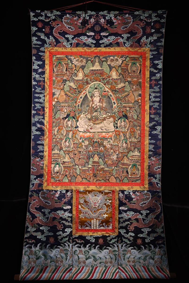 Geheimer tibetischer Tempelmaler der Ming-Dynastie, reines handgefertigtes natürliches Mineralpigment, Fuxian-Bodhisattva-Buddha-Statue, Dermal Tang, antike Kunst, antiker Preis, Zeitraum, Artikel, antikes Spielzeug, chinesische Antiquität, Antik GP0223, Kunstwerk, Malerei, Andere