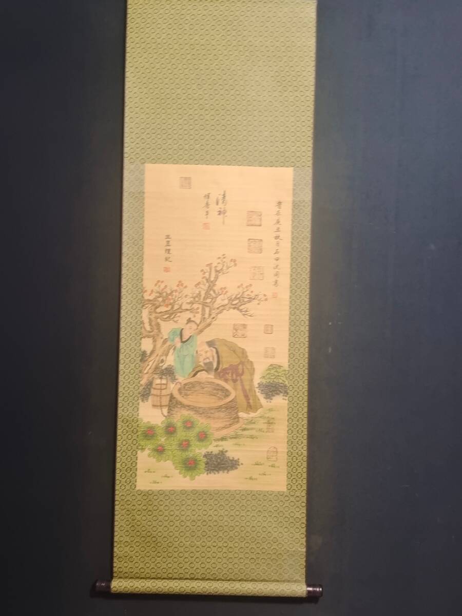 秘蔵-中國明代繪畫大師 沈周人物畫 国画掛け軸 (紙に手書き) 材質:宣紙 古置物 古擺件 中国古美術 時代物 古董品 SY0219, 美術品, 絵画, 水墨画