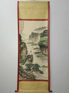 Art hand Auction 秘藏 清代 關山月 中國畫家 山水畫 挂軸 手描き 古賞物 古美術 時代物 古玩 中国骨董 古美味 GP0229, 美術品, 絵画, その他