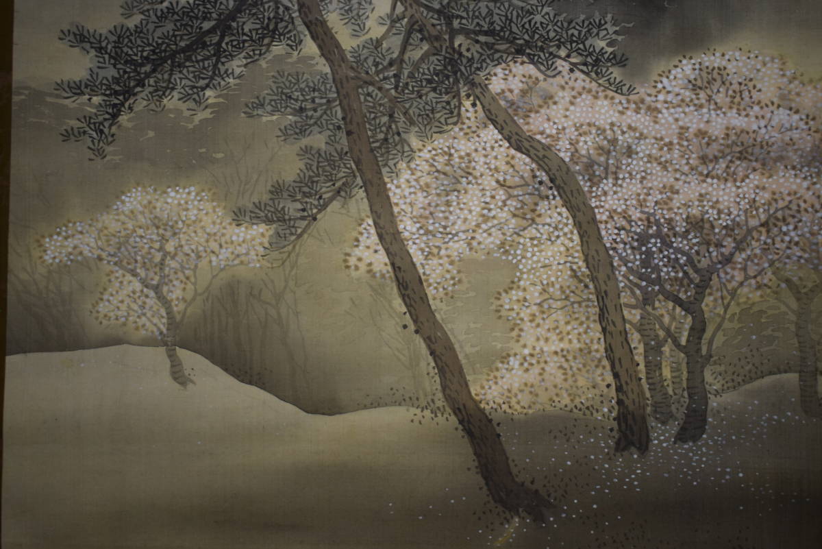 [Reproduction] // Nakagawa Wadou / Cherry blossoms on the moon / Silk mounting / Hotei-ya hanging scroll HG-246, Painting, Japanese painting, Landscape, Wind and moon