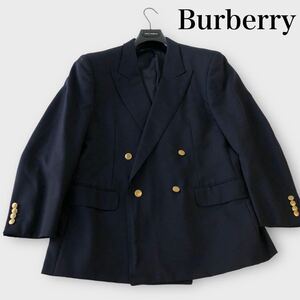 BURBERRY バーバリー 背抜き　モヘア　ウール　 　　シャドーホース柄　ダブル　金ボタン　テーラード ジャケット　　大きいサイズ