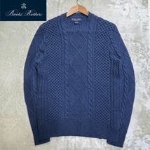 【未使用級】BROOKS BROTHERS フィッシャーマン ネイビーケーブル編み セーターブルックスブラザーズ/コットン/サイズ S （M程サマーニット_画像1