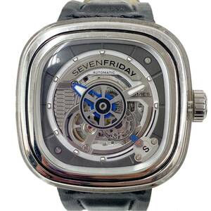 埼P♪【稼動良品】SEVENFRIDAY セブンフライデー 腕時計 Sシリーズ SF-S1/01-C358 スモセコ スケルトン スクエア 自動巻き AT ♪2036