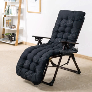 リクライニングチェア シートクッション ロング 座布団 椅子 ソファー 長方形 チェアクッション (ブラック)
