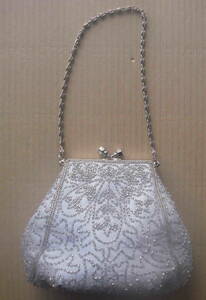  secondhand goods *[ beads pattern small size Japanese style clutch bag ]