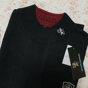 SALOON EXPRESS☆ハイネックセーター　ロゴ刺繍入り【LL】ブラック　☆新品在庫品《管理LBDsa5》