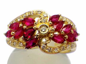 ルビー ダイヤモンドリング K18 5.5g 12.5号　Jewelry Ruby1.21ct Dia0.19ct Ring