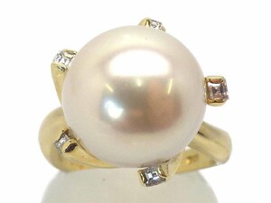 南洋パール ダイヤモンドリング K18 9.3g 11号　Jewelry South Sea Pearl 13.0mm Dia0.16ct Ring