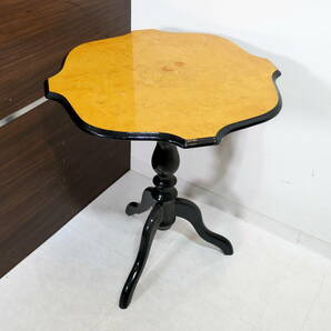 ★送料無料(R602-B168)イタリア製 サイドテーブル コーヒーテーブル アンティーク調 猫脚 象嵌細工の画像1