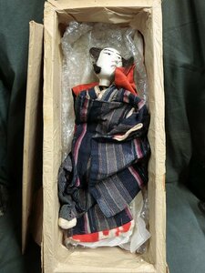 A1371 時代物 無銘 文楽人形 頭部と衣服 男 全長約43cm 浄瑠璃人形