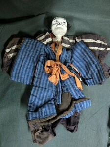 A1373 時代物 無銘 文楽人形 頭部と衣服 男 全長約31cm 浄瑠璃人形