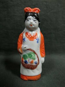 A2015 戦前 瀬戸物 射的人形 花売り少女 当時物 昭和初期