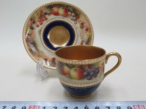 D0388 Frank Roberts ロイヤルウースター ペインテッド フルーツ デミタス カップ＆ソーサー ROYAL WORCESTER 3