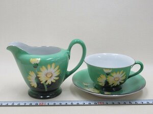 D0552 オールドノリタケ Noritake-マルキ印 花文 カップ＆ソーサー クリーマー