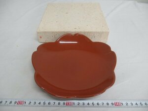 M1317 朱塗 桜形 皿 菓子皿 盛皿 菓子器 盛器 漆器