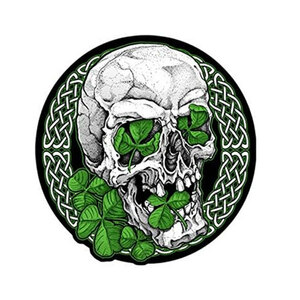 【HOT LEATHERS】刺繍パッチ Irish Skull　9インチ ワッペン［PPA7579］特大パッチ