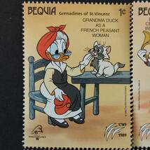 J155 ベキア島切手「ディズニー切手6種セット」1989年発行 未使用_画像2