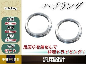 新品 アルミ ツバ付 ハブリング 2個 外径φ66mm→内径φ60mm 変換 ハブセン ハンドル ブレ防止 日産ホイールからハブ径60ｍｍへ