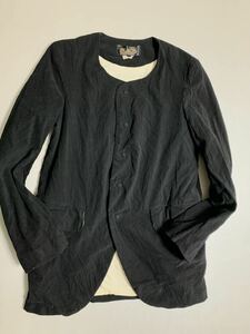 BLACK COMME des GARCONS 製品洗いエステルノーカラー ジャケットS ブラックコムデギャルソン HOMME PLUS