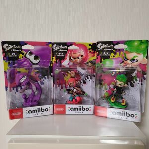 【未開封】amiibo ガールネオンピンク　ボーイネオングリーン　イカネオンパープル(スプラトゥーンシリーズ)