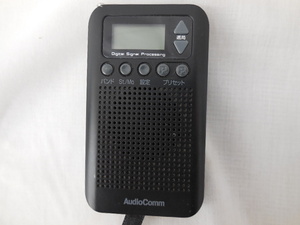 ◆　AudioComm FMステレオ/AMポケットラジオ　ワイドFM対応　 DSP RAD-P350N-K ブラック　オーム電機　携帯ラジオ　薄型　軽量