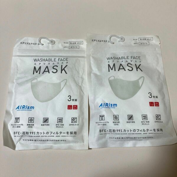 新品未使用 ユニクロ エアリズムマスク ちいさめ Mサイズ ホワイト ３枚組×２袋セット