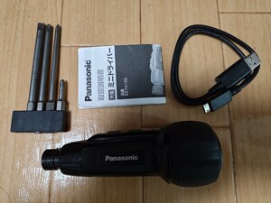 [ジャンク品]パナソニック USB充電ミニドライバー 3.7V 本体・USB充電ケーブル・ビット5本セット EZ7412S-B ブラック