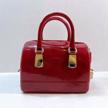 354☆中古☆ FURLA フルラ CANDY BAG キャンディバッグ パープル PVCビニール ハンドバッグ ミニボストン レディース ヴィンテージ 現状品_画像4