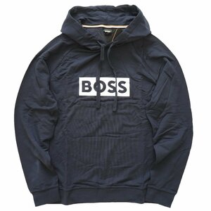 2022◆新品◆ヒューゴ ボス◆ストレッチ生地で着心地〇 BOSS ロゴ プルオーバー スウェット パーカー XL紺◆HUGO 大谷翔平選手アンバサダー