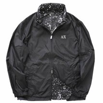 ◆新品◆アルマーニ◆ロングシーズン活躍 リバーシブル 両A面 ロゴ ナイロン ブルゾン パーカー 黒 L◆A|X ARMANI EXCHANGE エクスチェンジ_画像1