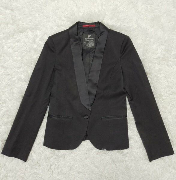 極美品　LOVELESS　ラブレス　タキシード　テーラードジャケット　36　Ｓ　かっこいい　レディース　ブラック　光沢　ジャケット