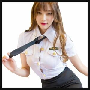 [ breaking the seal only ][APOSITV] * Police lady's cosplay woman .. shirt uniform necktie miniskirt free size free shipping 