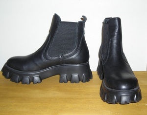  new goods *BUENO* high class soft real leather made. thickness bottom side-gore boots * black *23.0.