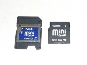 動作保証！SanDisk miniSD 128MB SDカードアダプタ付