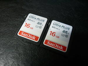 動作保証！SanDisk Ultra PLUS SDHCカード クラス⑩ 16GB 2枚セット