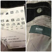 ★光沢★ ヒューゴボス HUGO BOSS サイズXL 52 ボルドー ワイン色 ベロア シングル テーラードジャケット 2ボタン コーデュロイ _画像10