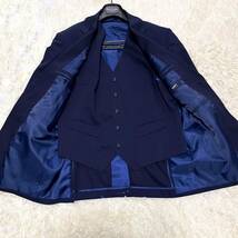 ★極美品★パーソンズ PERSON'S FOR MEN サイズ XL 52 LL 3ピース ネイビー ストライプ 上下 ウール スーツセットアップ _画像2