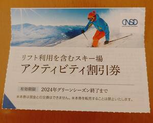 日本駐車場開発 株主優待 アクティビティ割引券1枚　スキー場 リフト割引券　