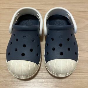 クロックス　crocs 紺+白　サイズ:7 こども　サンダル