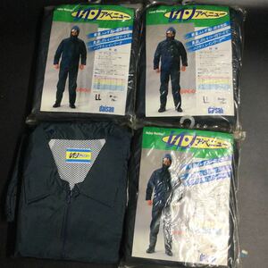 せ12/新品 未使用 釣り フィッシング 釣具 レインウェアー 雨具 カッパ サイズLL daisan ネービーブルー まとめて 4点 アウトドア 