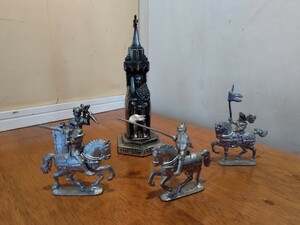  Vintage miniature ..5 piece objet d'art made of metal .. doll military geo llama war place figure Germany Poland Northern Europe 