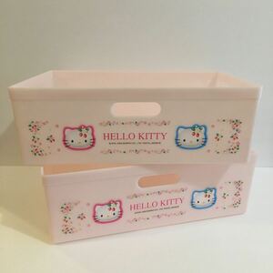 サンリオ ハローキティ 収納ボックス2個セット 中古品/収納ケース/プラケース/箱/コンテナBOX/Hello Kitty/sanrio/キティ/レトロ