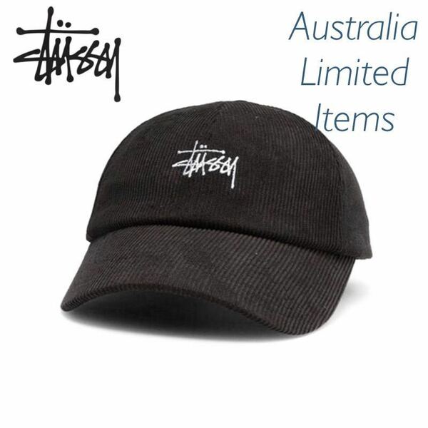 ◆日本未発売◆STUSSY グラフティー　コーデュロイ　カーブキャップ ブラック　ステューシー　/Stock Logo