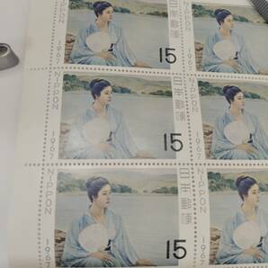 切手趣味週間 湖畔（黒田清輝） 1967年 未使用切手 １５円ｘ１０枚 １シートの画像3